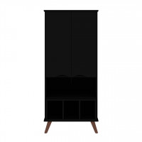 Manhattan Comfort 14PMC70 Hampton 26.77 Display Cabinet 6 Shelves and Solid Wood Legs in Black